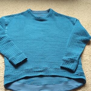 Blue Textured Long Sleeve Top